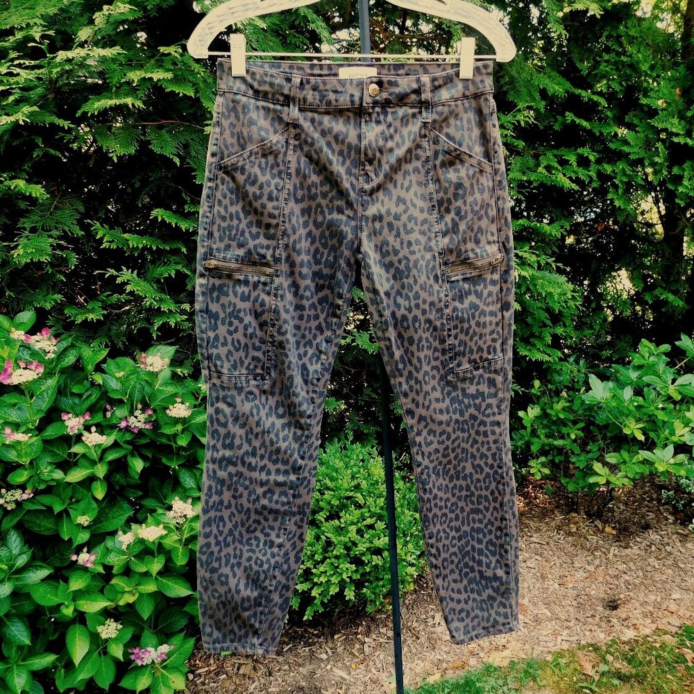 Pistola Hannah Leopard Print Stretch Cargo Skinny Jeans